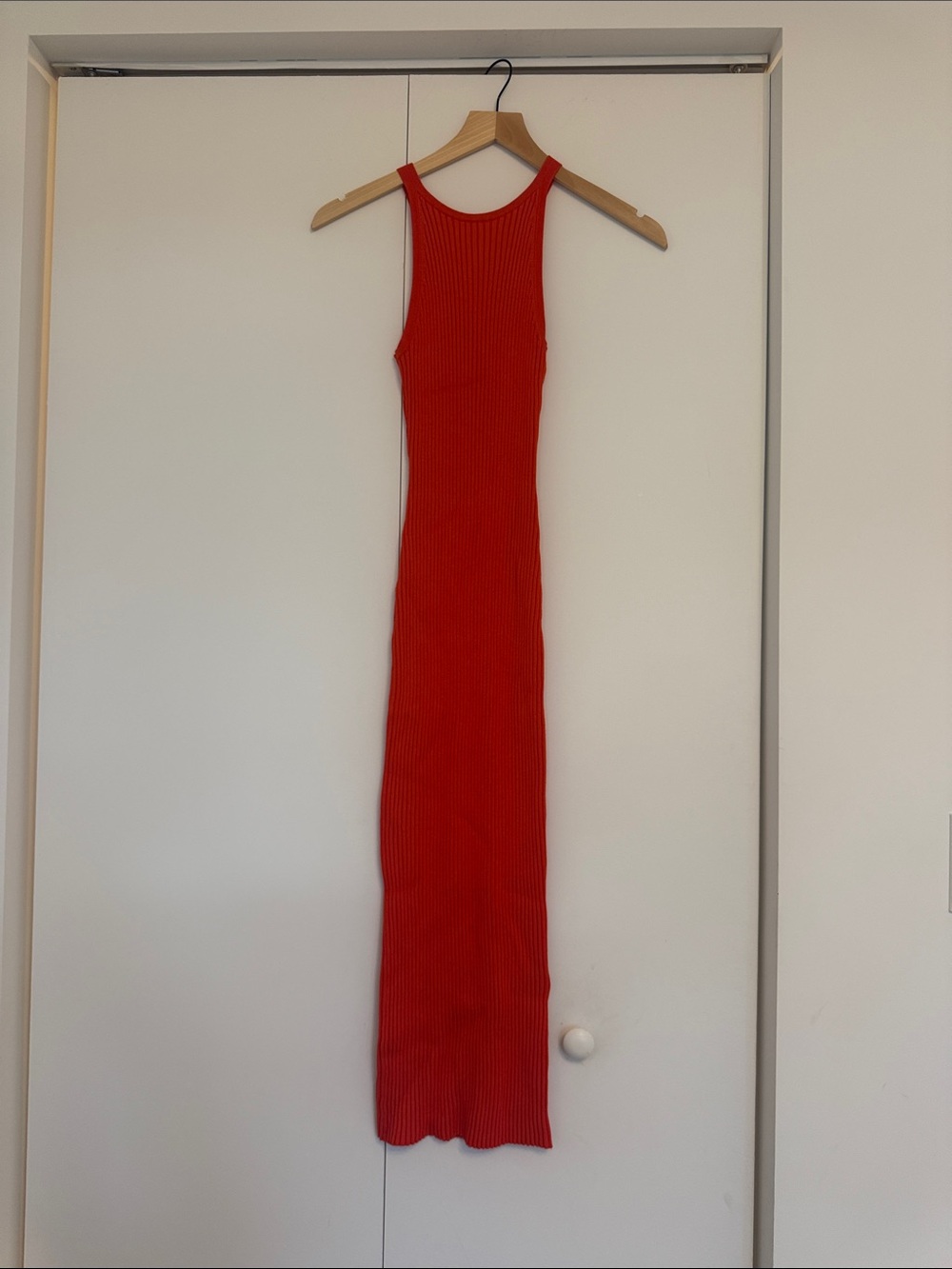 H&M Red Ribbed Maxi Tank Dress